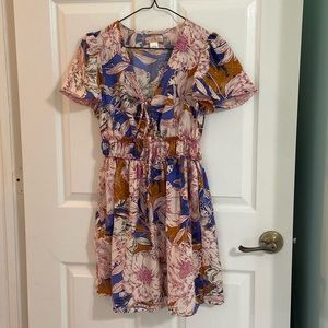 Periwinkle Blue and Cream Floral Dress